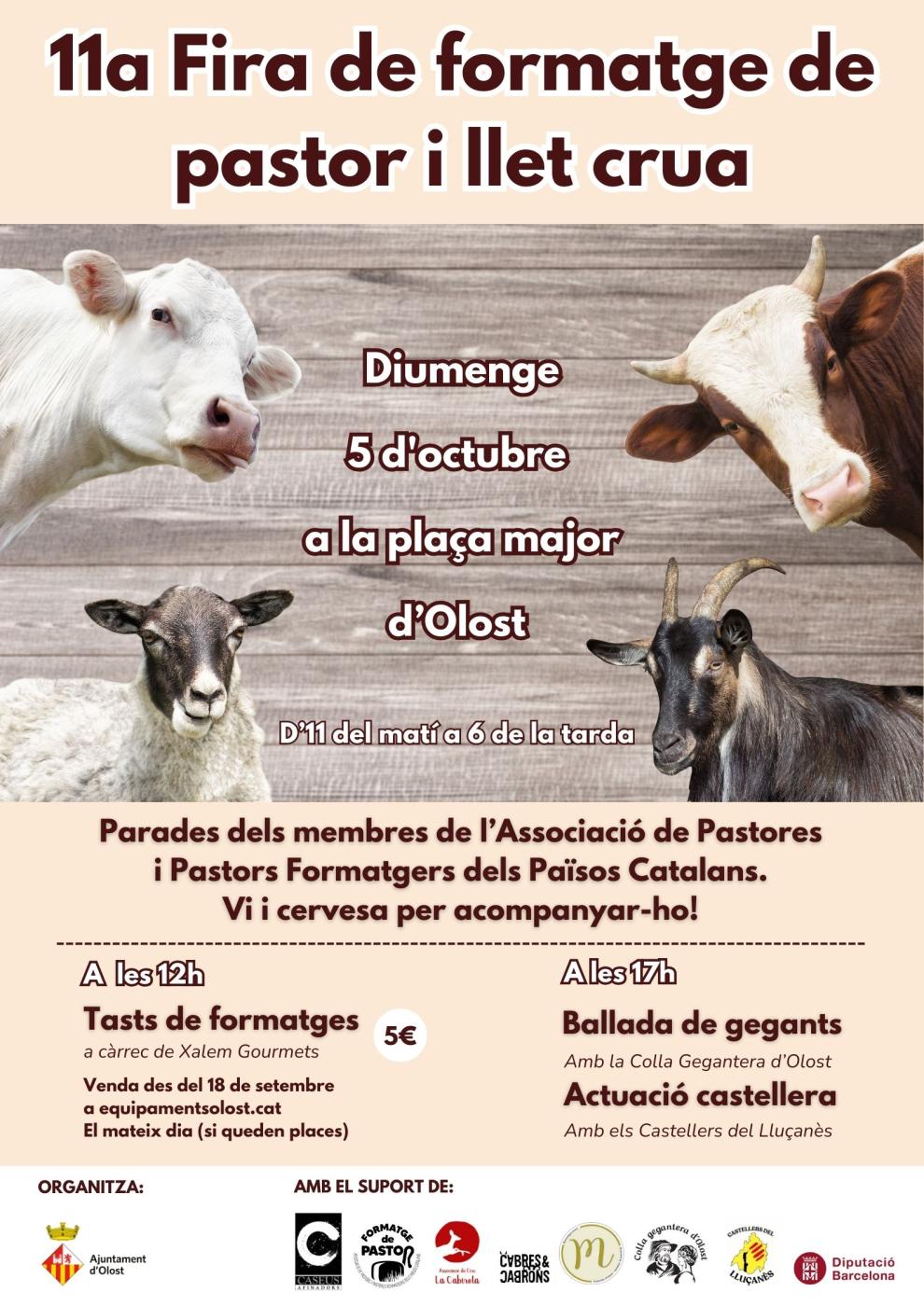 Olost acull l’onzena Fira de formatge de pastor i llet crua el diumenge 5 d’octubre
